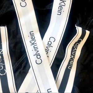 CALVIN KLEIN black body suit with white stripes